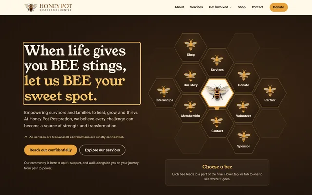 Homepage of a community nonprofit website we built