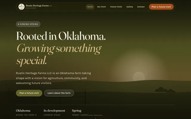 Homepage of a farm website we built