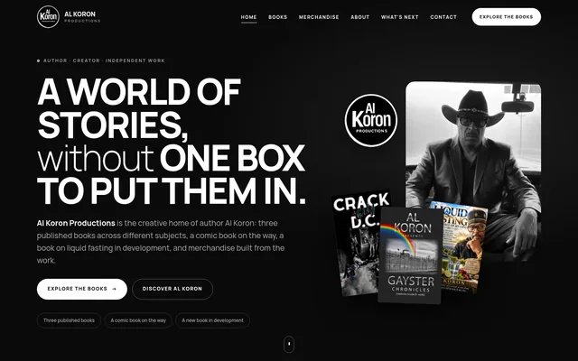Homepage of a production company website we built