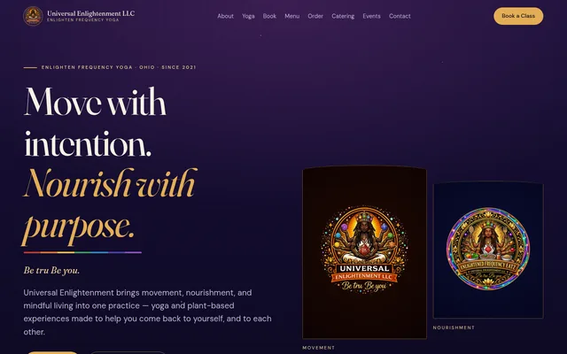 Homepage of a wellness business website we built